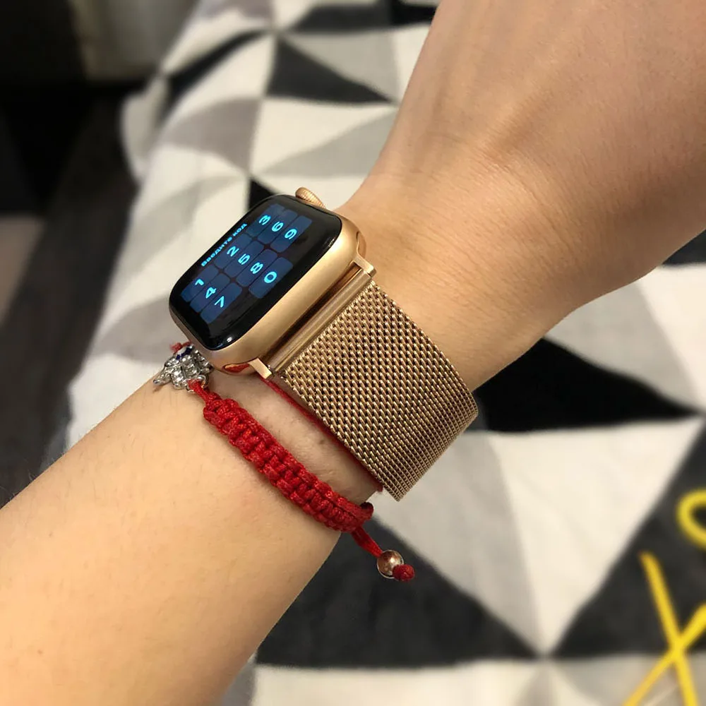 

Ремешок «Миланская петля» для Apple Watch Series 6 SE 44 мм 40 мм iWatch Band 5 4, браслет из нержавеющей стали для Apple Watch 42 мм 38 мм