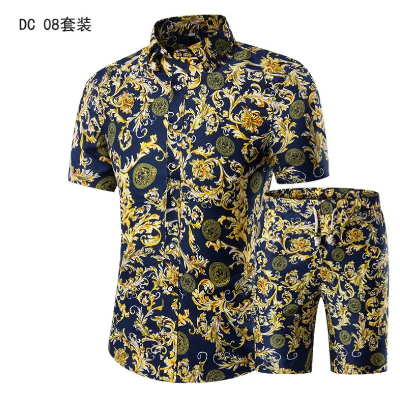 5XL Mesn летние дизайнерские спортивные костюмы из 2 предметов с отворотом короткими