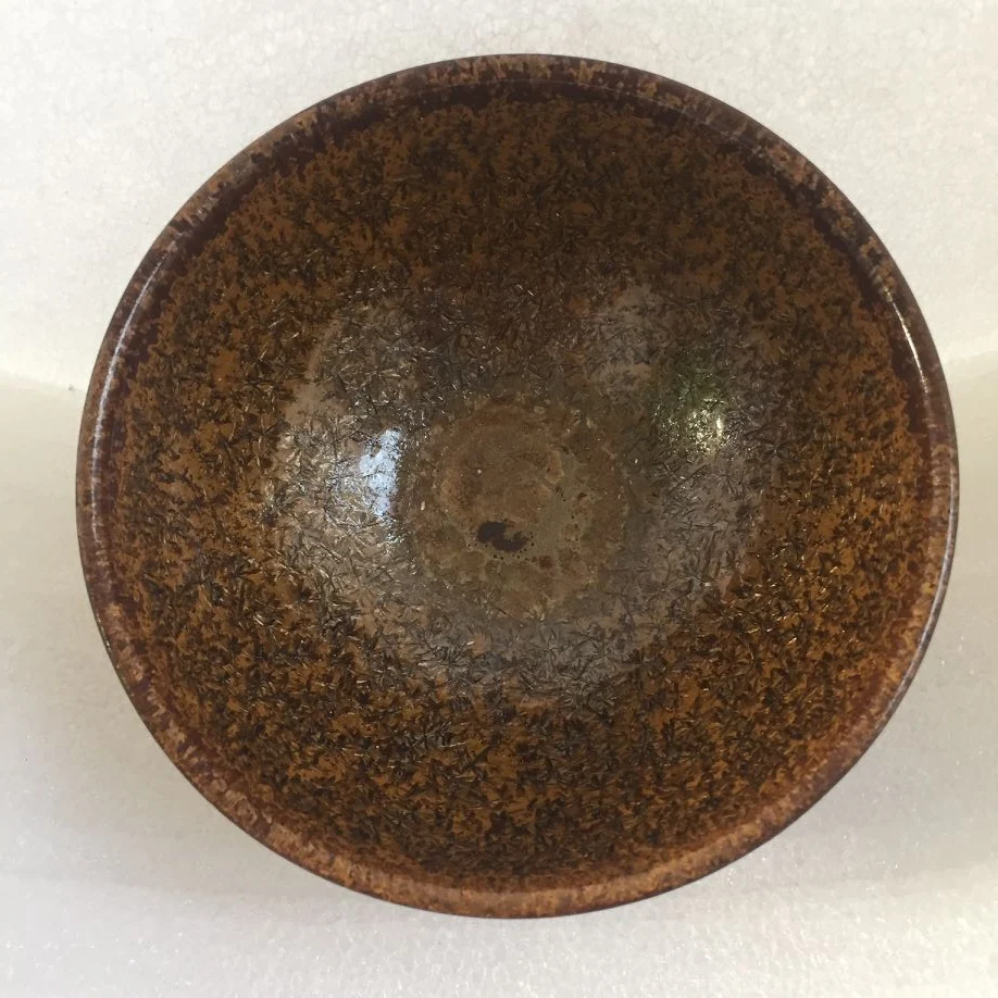 JZ0149 китайский старинный стиль чаша для горения дерева Золотая глазурь Tenmoku