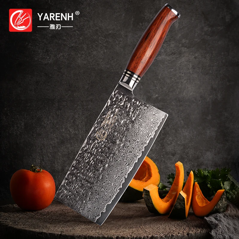 

YARENH 7 Inch slicing Kitchen Knife 73-Layer Japanese Damascus High Carbon Steel Cleaver Butcher Chef Knife Sharp Cooking Knives