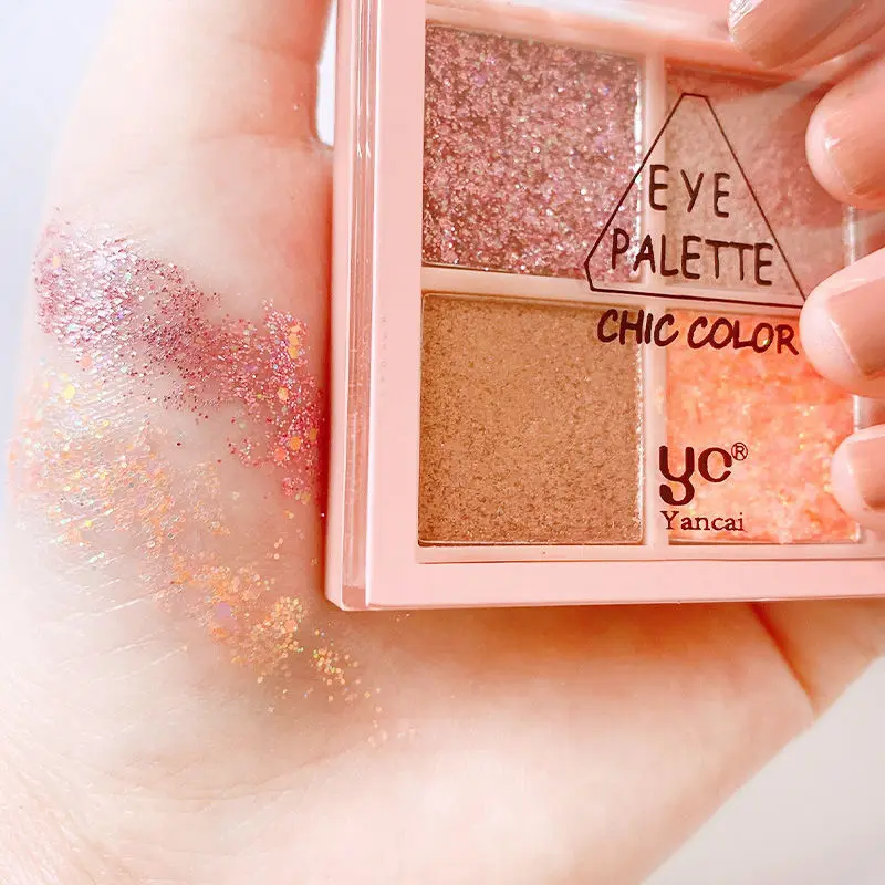 4 цвета блестящие тени для век Палитра матовые мерцающие Сияющие алмазные