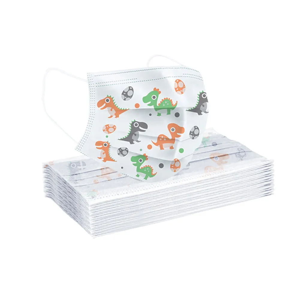 20pc Child Disposable Fashion Cartoon Print Scarf Face 3ply Ear Loop Bandana Neck Turban Mouth For Kids Boy Girl Wholesale |