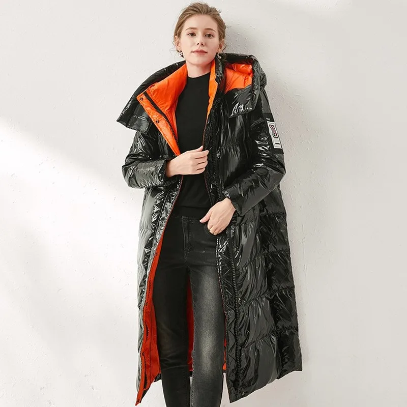 Мужской пуховик с капюшоном длинная свободная однотонная теплая куртка в стиле