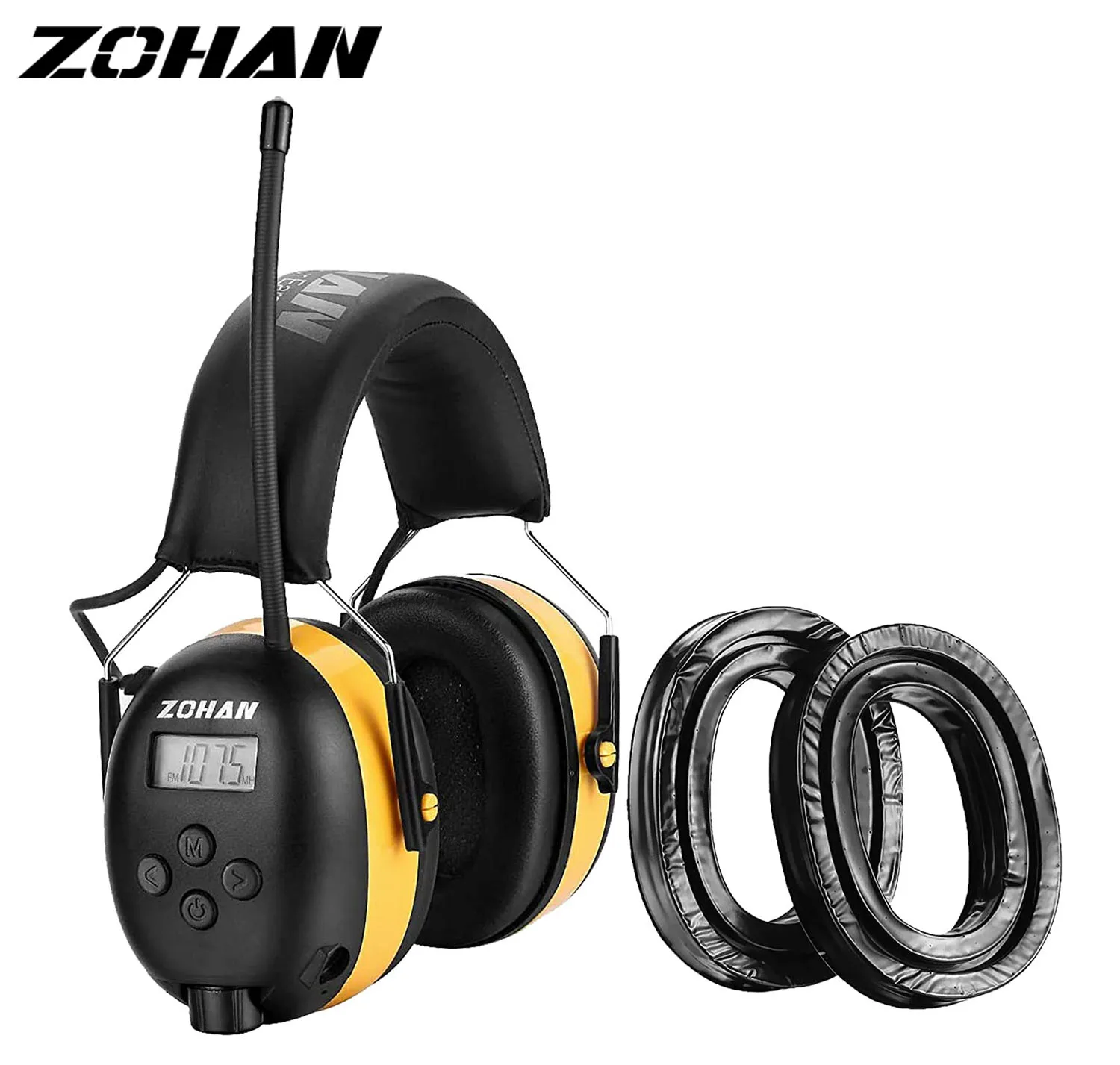 

ZOHAN AM/FM Radio Headphone with Digital Display Ear Protection for Mowing with Gel Ear Pads for 3M WorkTunes Hearing Protector
