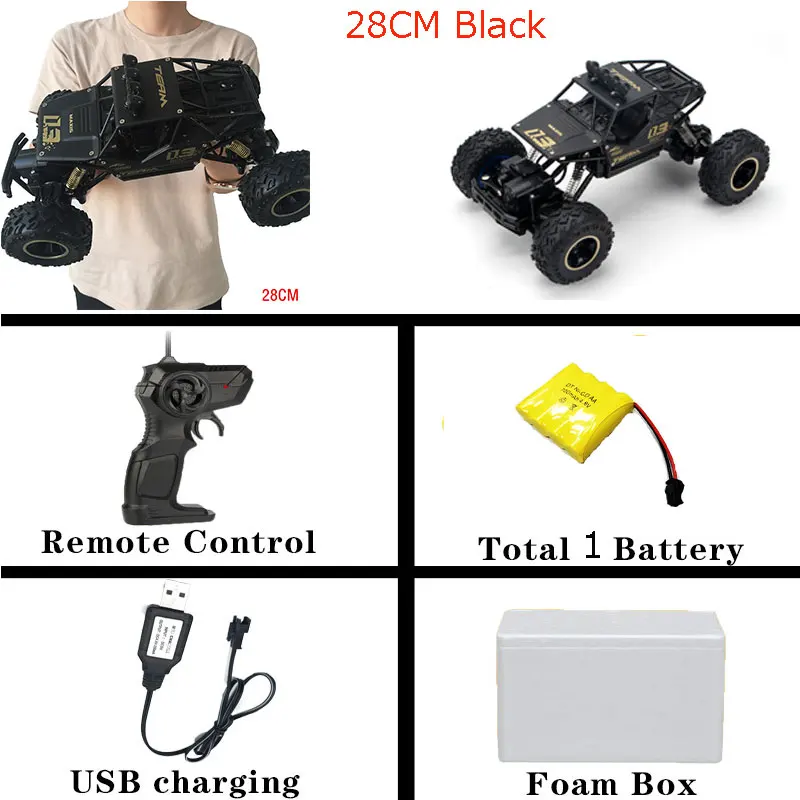 28cm Black Радиоуправляемая машина 1/12 4WD с дистанционным управлением высокоскоростная машина 2,4 Ghz электрические радиоуправляемые игрушки Monster Truck Багги внедорожные Автомобили детские подарки - Цвет: 28cm Black