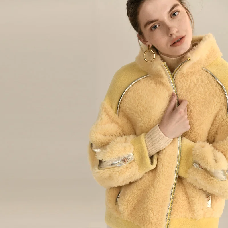 Пальто из натурального меха женская зимняя розовая кожаная куртка 2021 корейские