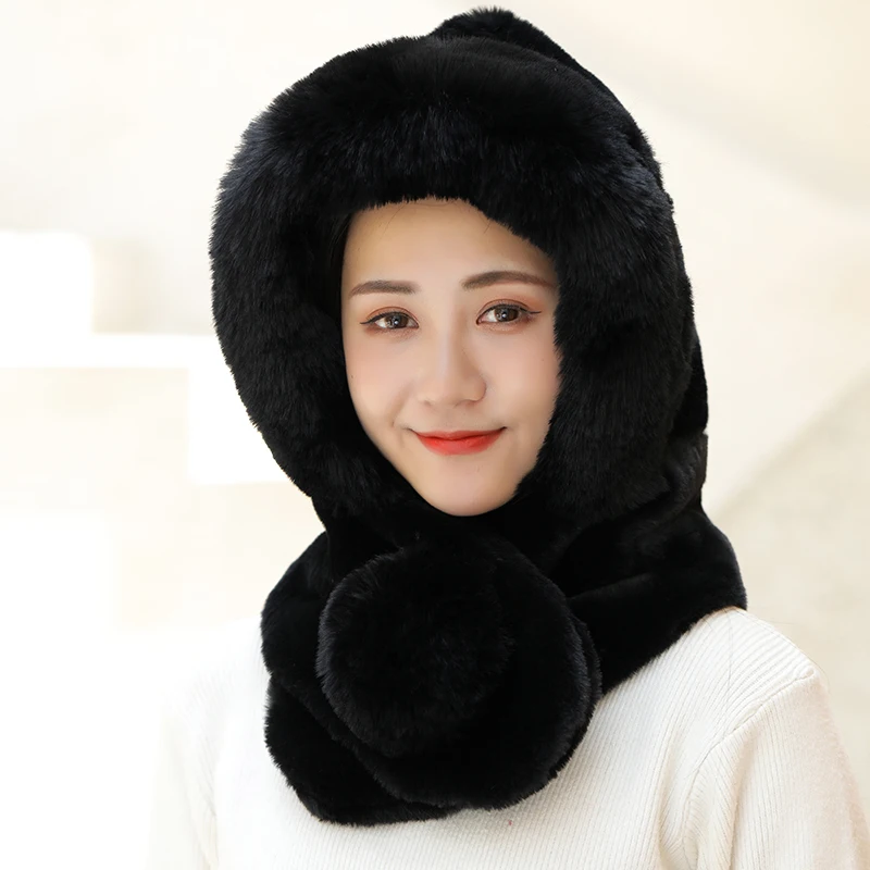 

CSBL Winter Thick Bomber Caps Outdoor Russian Snow Hat Caps Ski Hat Warm Faux Fur Women Fashion Bomber Hats