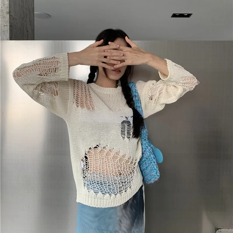 Женские пуловеры с вырезами весенний дизайнерский вязаный женский свитер