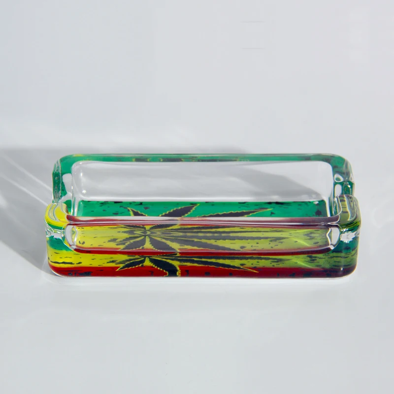 Стеклянная Пепельница в стиле регае раста конопли листок Боба Марли украшение