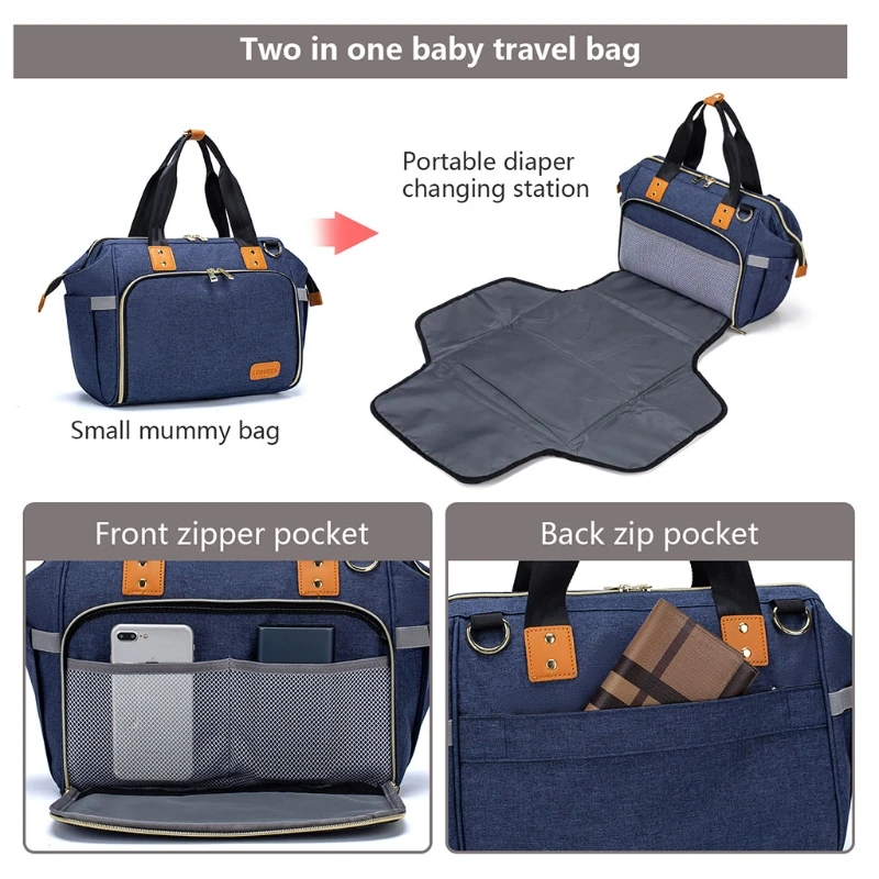 

Premium Quality 2021 New Mommy Maternity Diaper Handbag Baby Shoulder Bags Travel Tote with Bottle Bag Pocket Stroller Straps