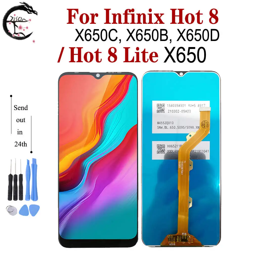 ЖК-дисплей 6,52 дюйма для Infinix Hot 8 X650 X650C X650B X650D, дисплей с сенсорным экраном и дигитайзером в сборе, Сменный датчик Hot8