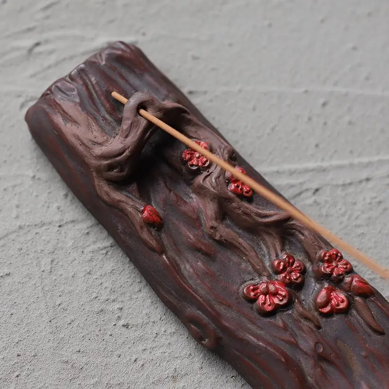 Керамическая курильница в стиле ретро с рисунком цветка сливы|Благовония и