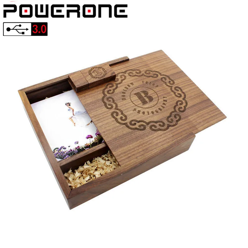 POWERONE USB 3 0 Бесплатная доставка логотип клиента кленовый деревянный фотоальбом