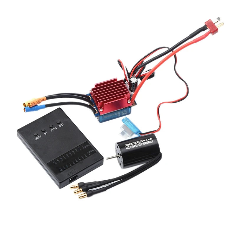 

RC 2435 4P Sensorless Brushless Motor 35A Brushless ESC and Programming Card for 1/16 1/18 RC Car Off Road Truck