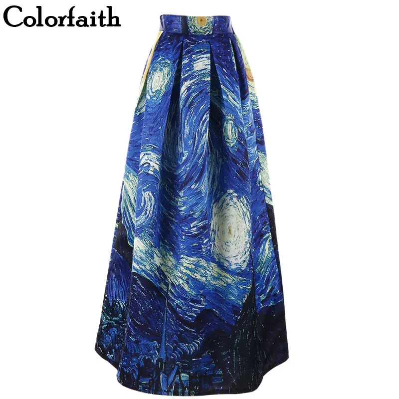 

Women Maxi Skirts Van Gogh Starry Sky Oil Painting 3D Digital Print High Waist Skirt Rockabilly Tutu Retro Puff Skirt SP003