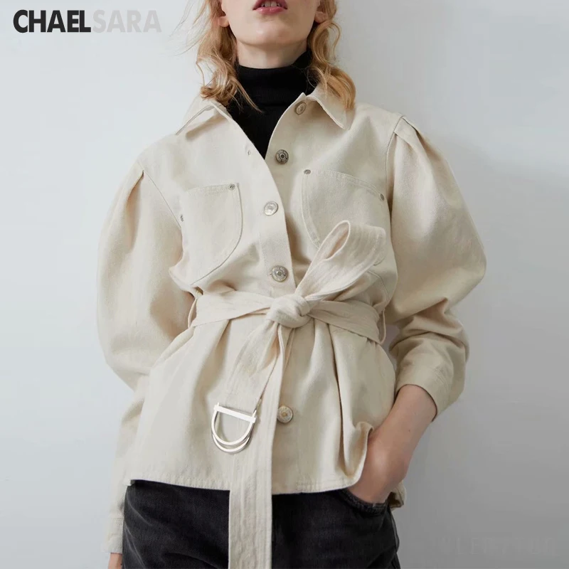 Осенние модные рубашки с длинным рукавом Женские повседневные однотонные поясом