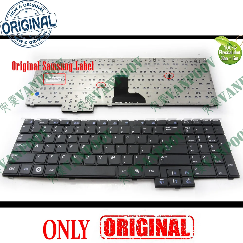 

100% оригинальная новая клавиатура для ноутбука США для Samsung R620 R618 R517 R523 R525 R528 R530 RV508 RV510 P580 P530, Черная