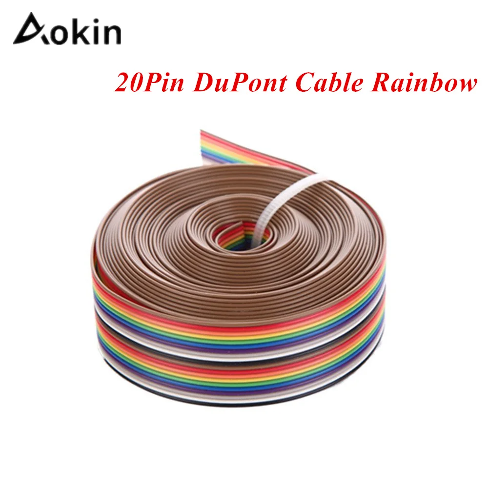 Aokin 5 м 1 27 мм 20 P кабель DuPont радужная плоская линия опорный провод спаянный