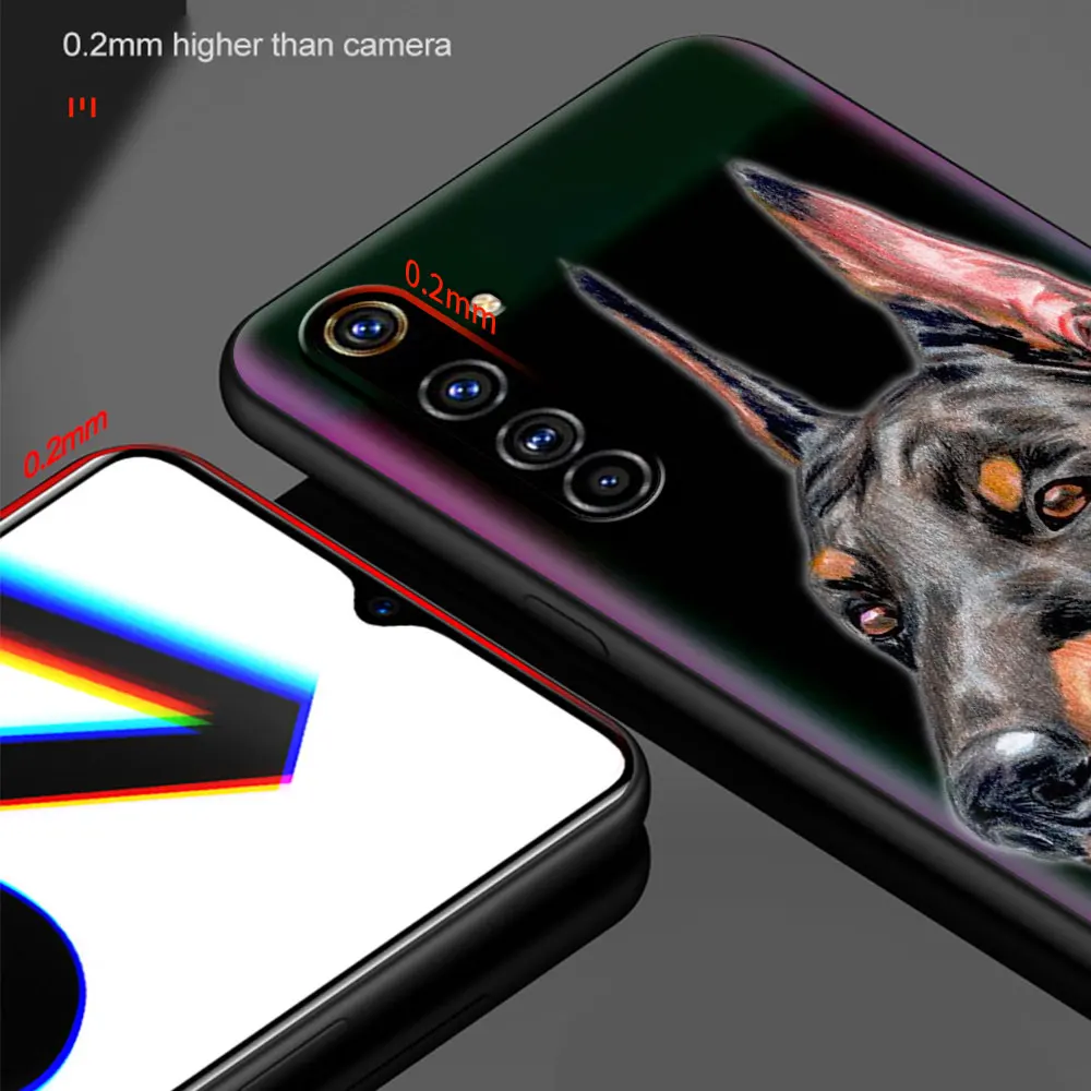 doberman dog shockproof case for realme c3 8 pro bag fundas silicone soft black cover for realme 6 7 pro c21 shell coque luxury free global shipping