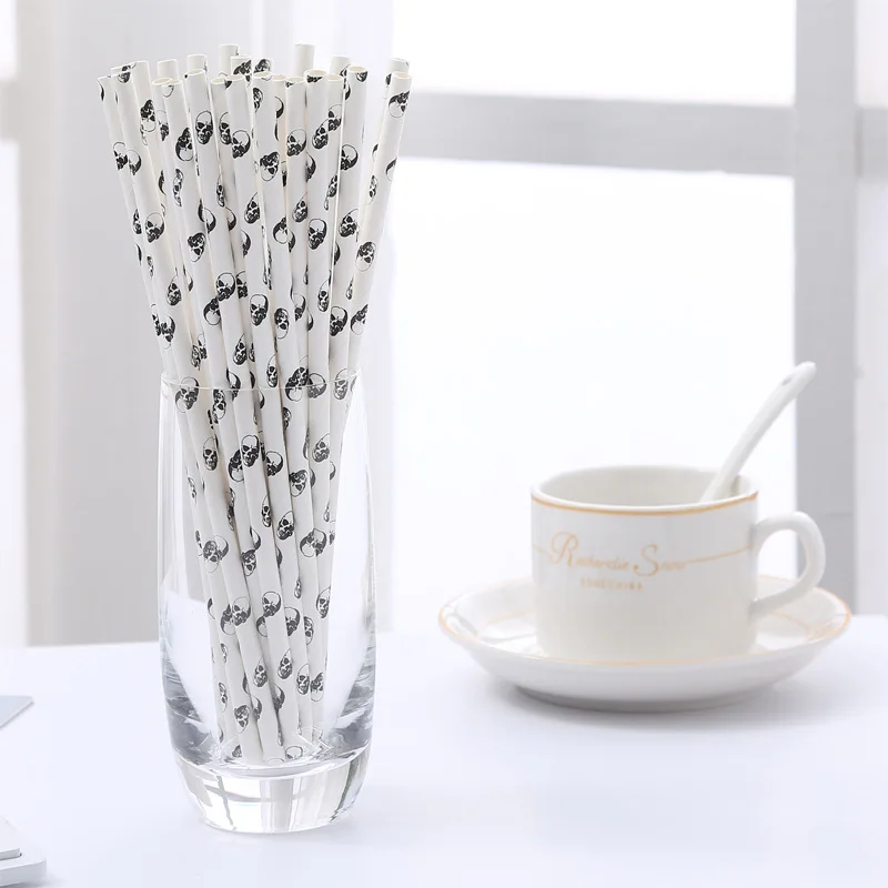 25 шт Хэллоуин бумага соломинки Тыква Призрак Череп Украшение для кухни дома