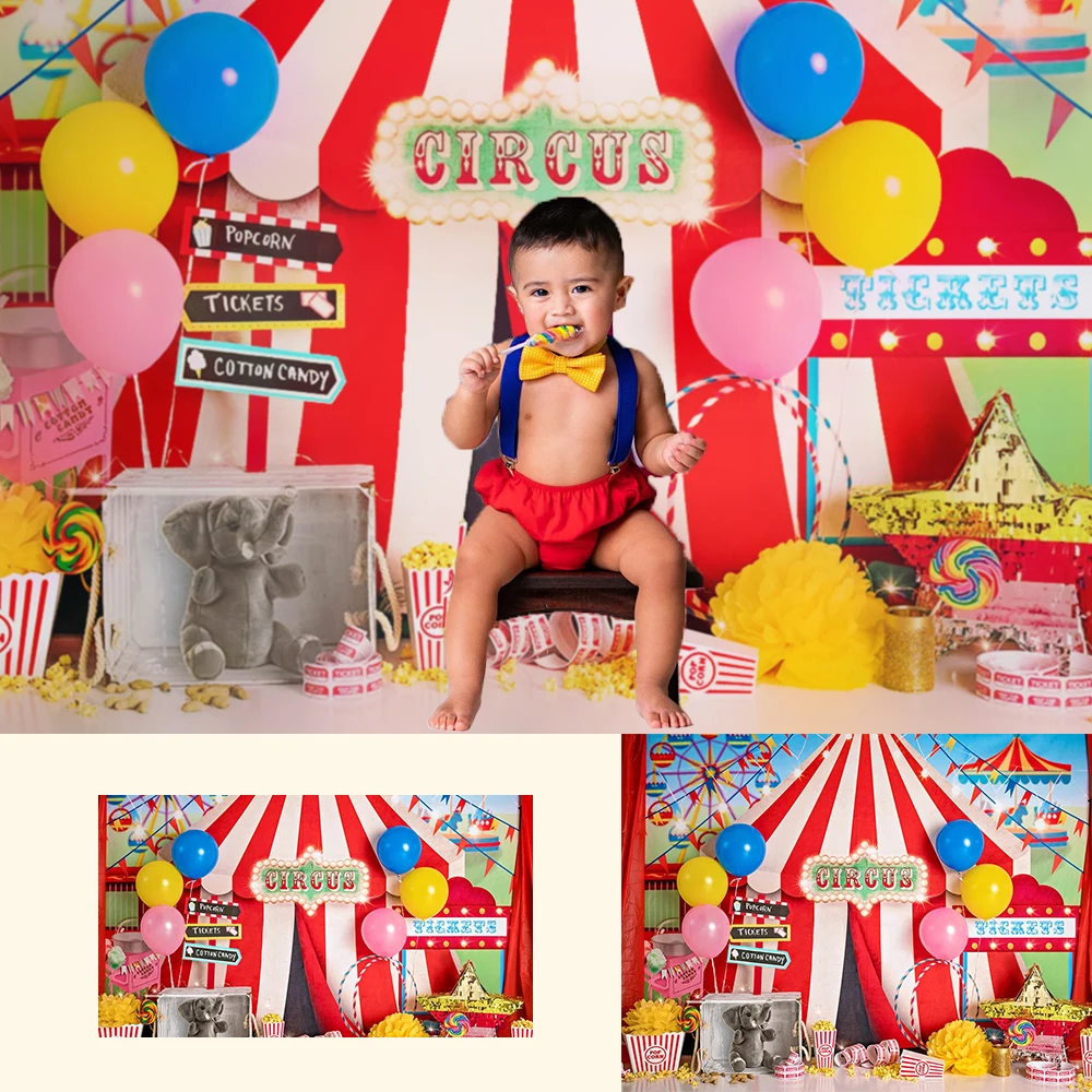 Цирковой карнавальный фон для фотосъемки новорожденных детей парк развлечений