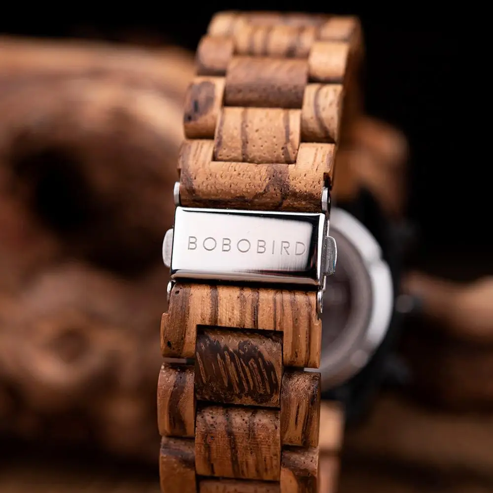 

BOBO BIRD Wood Watch Men 2020 Luxury Stopwatch Chronograph Automatic Date Wooden Quartz Wristwatch Male Clockt relojes hombre