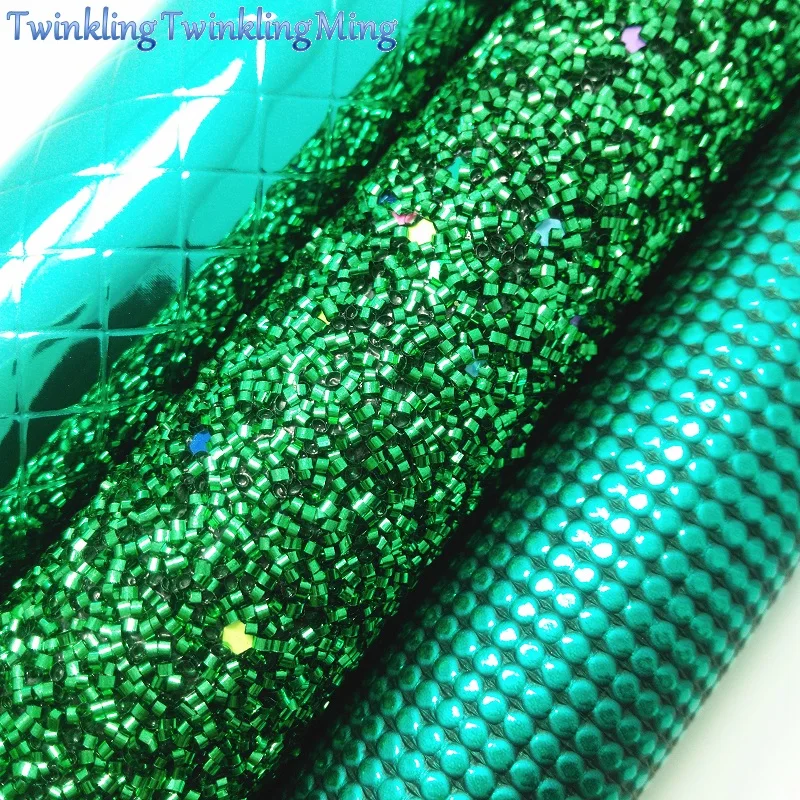 Ткань с зелеными блестками ткань из искусственной кожи в горошек листы