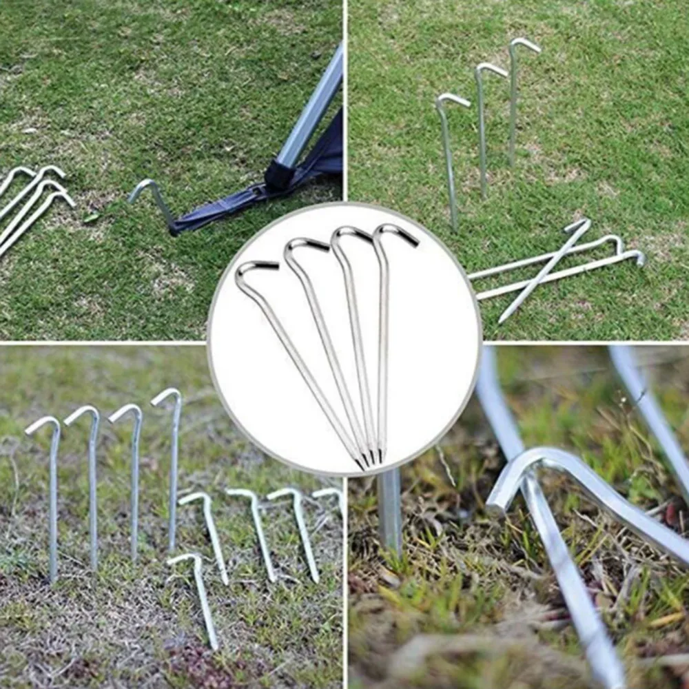 

12pcs Tent Stakes Garden Staples Heavy Duty Metal Tent Pegs Garden Edging Fence Hooks for Outdoor Garden Christmas Decoration