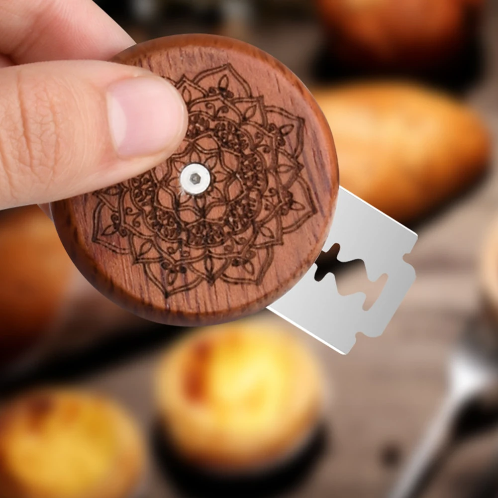 

Wooden Bread Knife Razor Cutter with Storage Bag Round Bread Lame Dough Scoring Slashing Tool for DIY Sourdough Bread