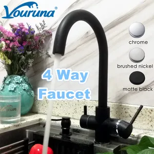 vouruna matte black gooseneck 4 way kitchen faucet chrome hotcold filtered sparkling 4 in 1 instant boiling water tap free global shipping