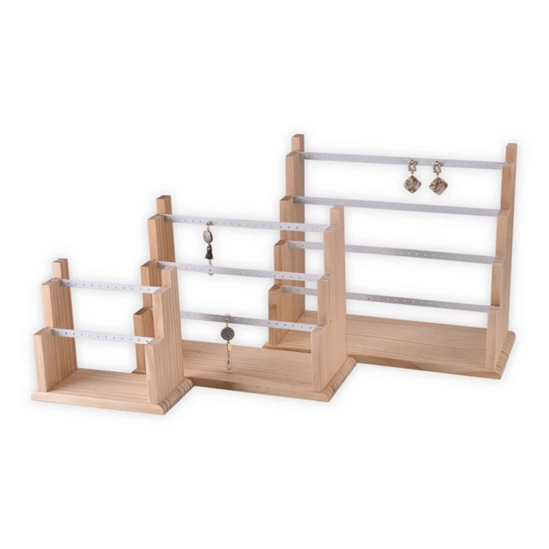 

2 Pcs Jewelry Display Stand Display Stand Packaging Jewelry Tool, White & Wood Color