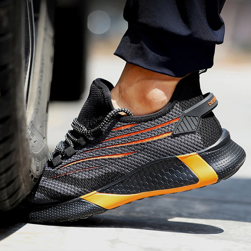 

Fashion Safety Shoes Men Lightweight Work Boots 2021 New Safety Boots Male Work Sneakers Indestructible Male Shoes Footwear