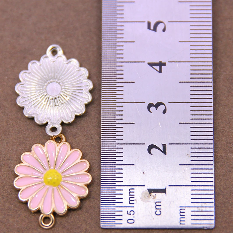 6 шт. классические разноцветные эмалевые подвески в виде цветов |