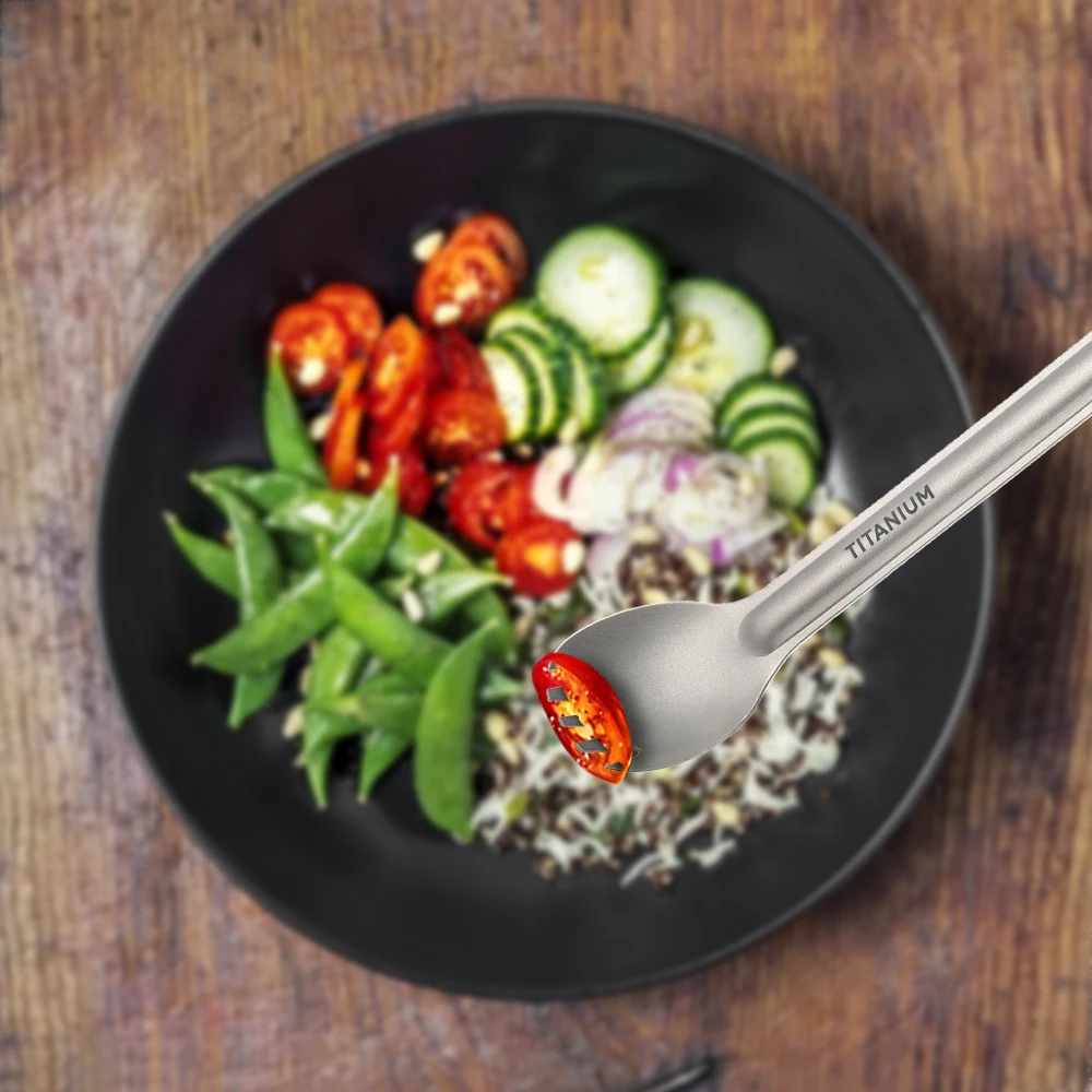 Горячая новинка титановая Спортивная ложка с длинной ручкой для кемпинга вилка