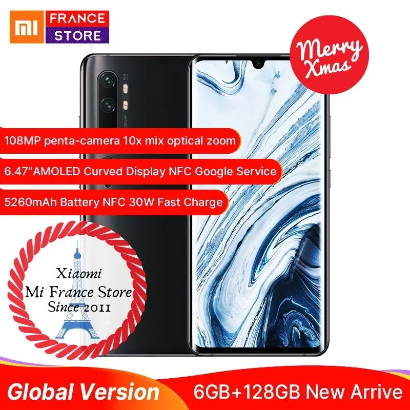 Xiaomi Mi Note 10 CC9 pro Глобальная версия108MP камера 6GB 128GB Snapdragon 730G Celluar NFC 5260mAh 30W FastCharge