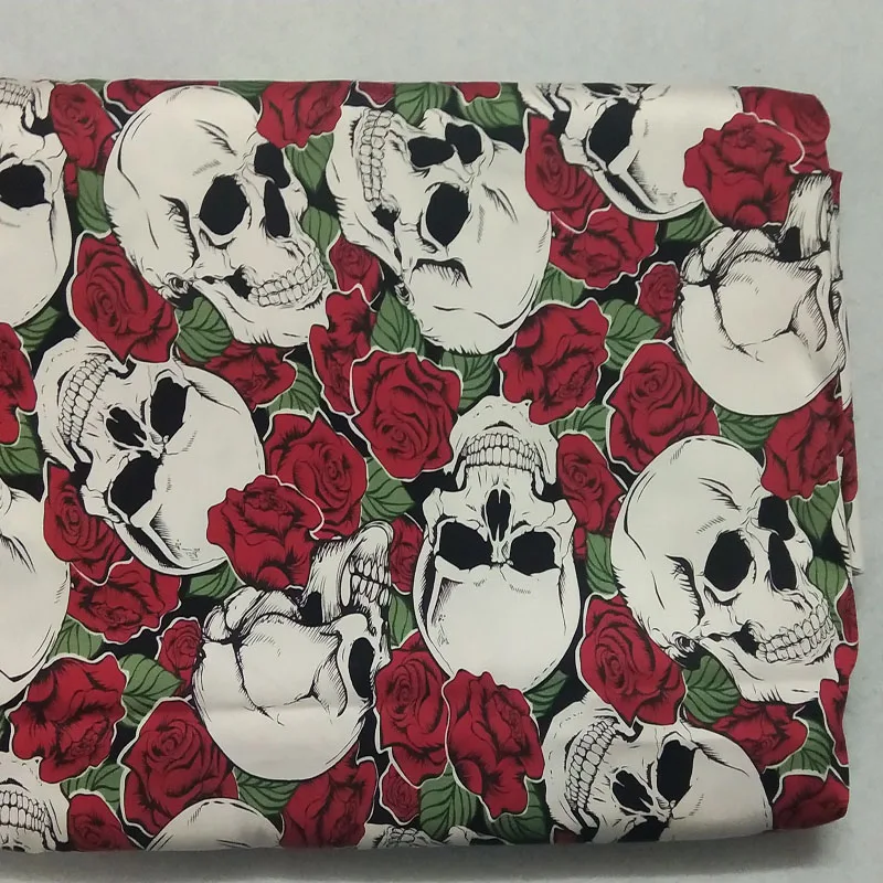 50x70 см Толстая эластичная ткань с принтом в виде большого черепа розы хлопковая