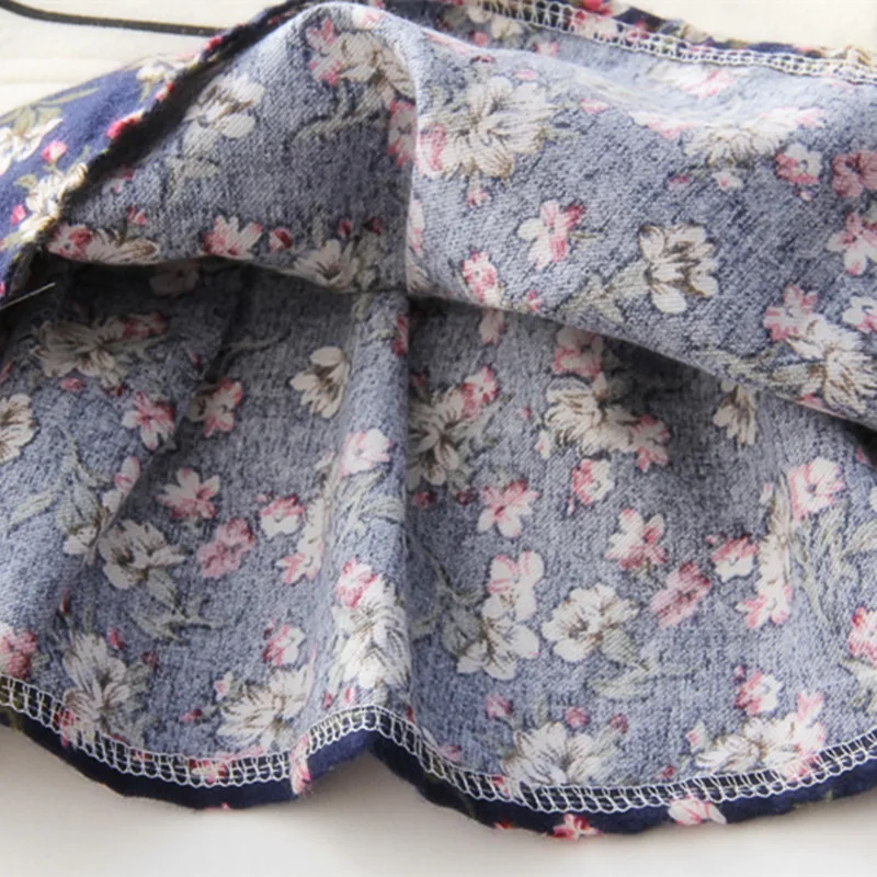 Girls Dresses 2021 Spring Autumn Long Sleeve Baby Girl Cute Rabbit Floral Bow Velvet Stitching Dress Clothes For 2-6 Years | Детская