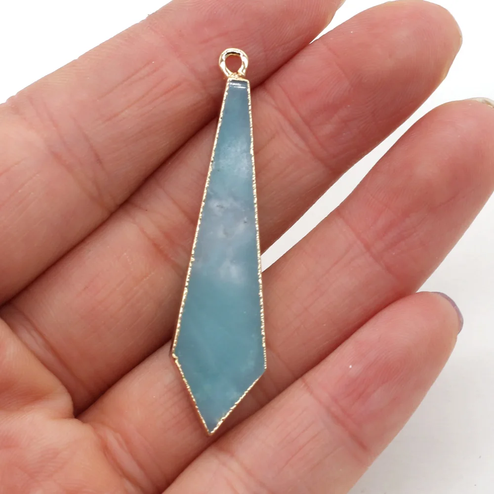 

1pc Natural Stone Pendants Charm Amazonites Crystal for Trendy Jewelry Making DIY Necklace Party Gift Finding