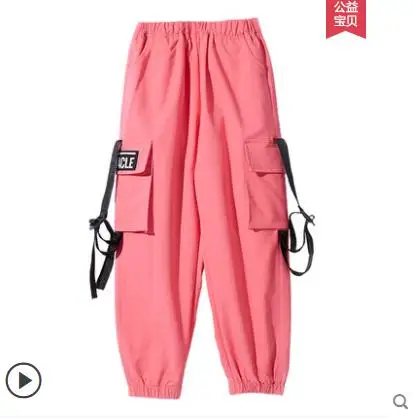 red pants Новые модные детские весенне-Осенние костюмы, штаны повседневные свободные шаровары в черно-белую клетку в стиле хип-хоп, одежда для уличных танцев, брюки с кисточками - Цвет: red pants