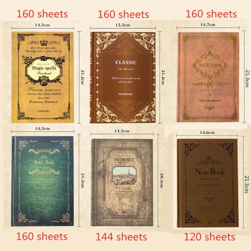 

Retro Notebook Journals for Travelers Creative Planner Vintage Pattern School