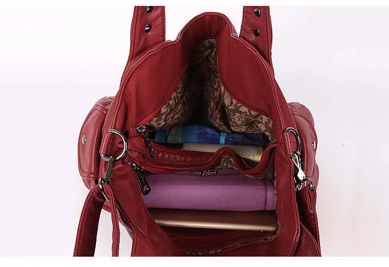 Cgmana Designer Famous Brand Washed Soft Leather Luxury Handbags High Quality Women Shoulder Bags