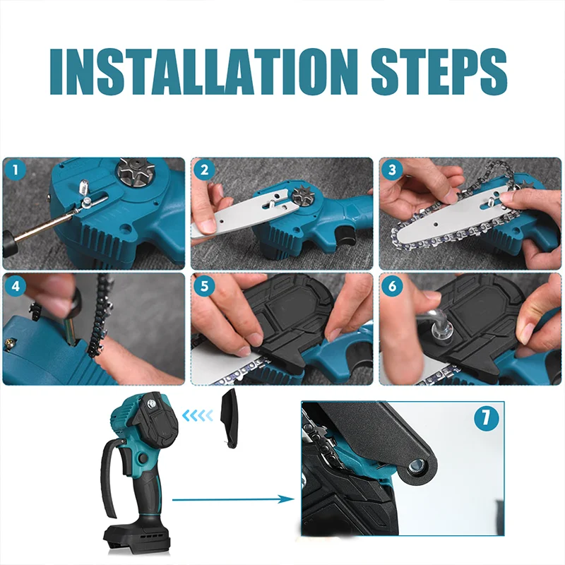 8 Inch Cordless Chainsaw 4In/6 Mini Electric ChainSaw Variable Speed Woodworking Garden Logging Tool For Makita 18V Battery | Инструменты