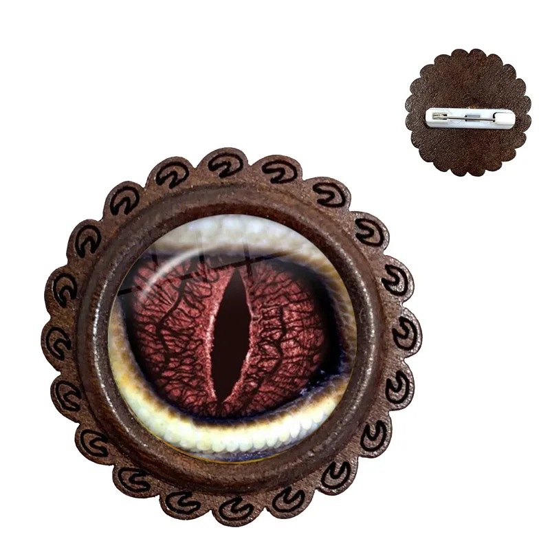 Dragon Snake Owl Cat Tiger Wood Brooch Fiery Jewelry Glass Cabochon Animal Eyes Collar Pins For Women Men Gift | Украшения и