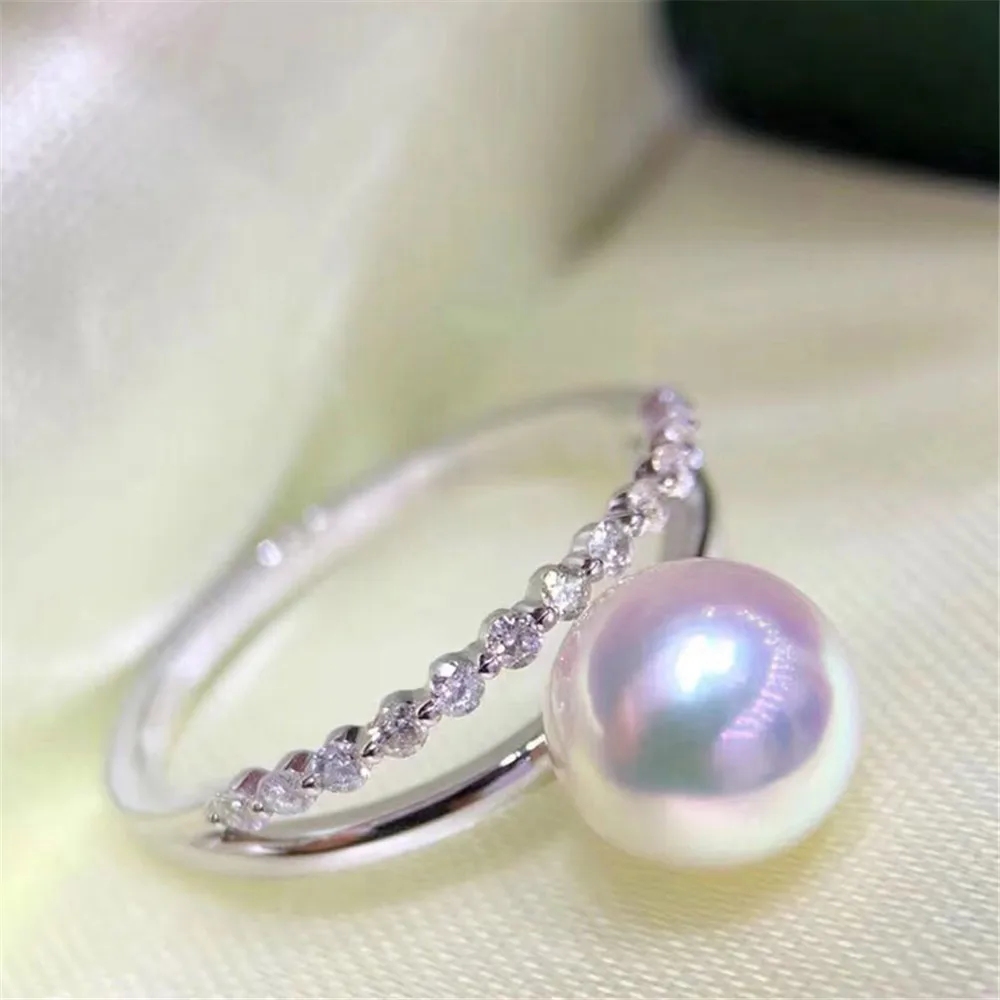 

Zircon Ring Settings, Fashionable Freshwater Pearl Ring Findings, Adjustable 925 Sterling Silver DIY Making Women Jewelry Gift