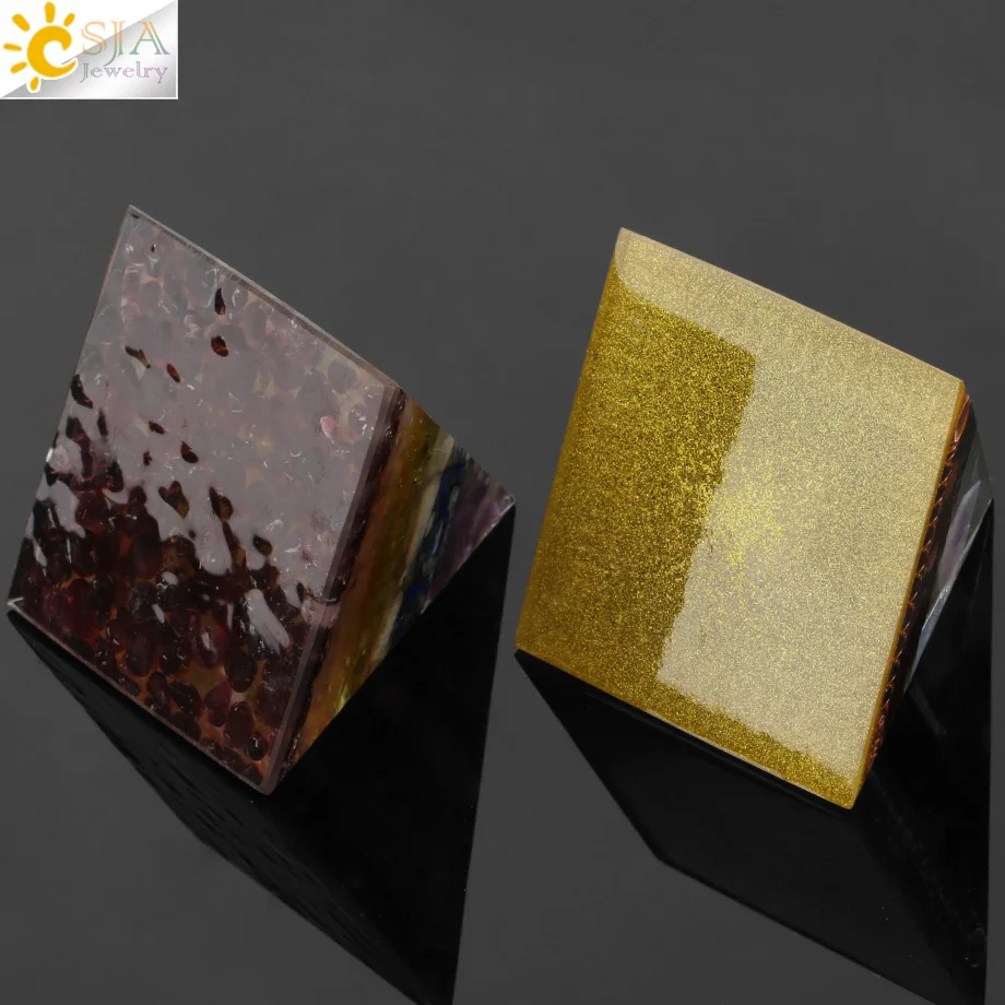 CSJA Orgonite Пирамида энергия конвертер Orgone Смола Природный Гравий Камни баланс