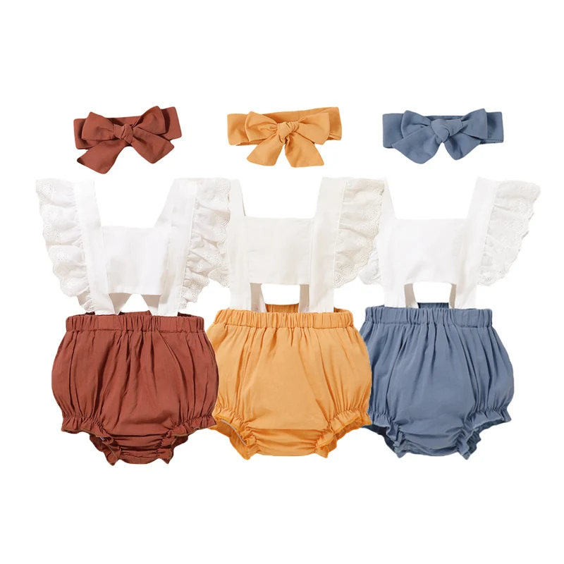 

Комбинезон для новорожденных девочек от 0 до 24 месяцев; Повседневный комбинезон с оборками и короткими рукавами в стиле пэчворк; Повязка на ...