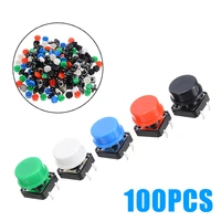 100pcs miniature pcb button switch 12127 3mm plastic tactile switches tact push button momentary 5 color caps