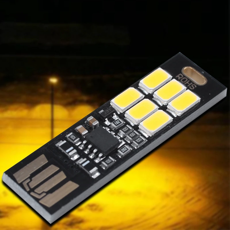Мини карманная карта USB Power 6 LED брелок Ночной светильник 1W 5V сенсорный Диммер