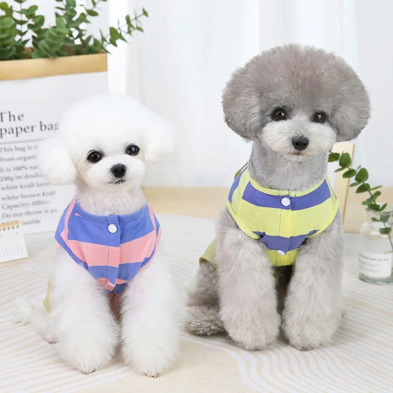 

Pet Clothes Dog Clothes Casual Pet Comfortable Cat Cute 4 Legs Apparel Spring Summer Pet Clothes Striped Overalls Pet Supplies
