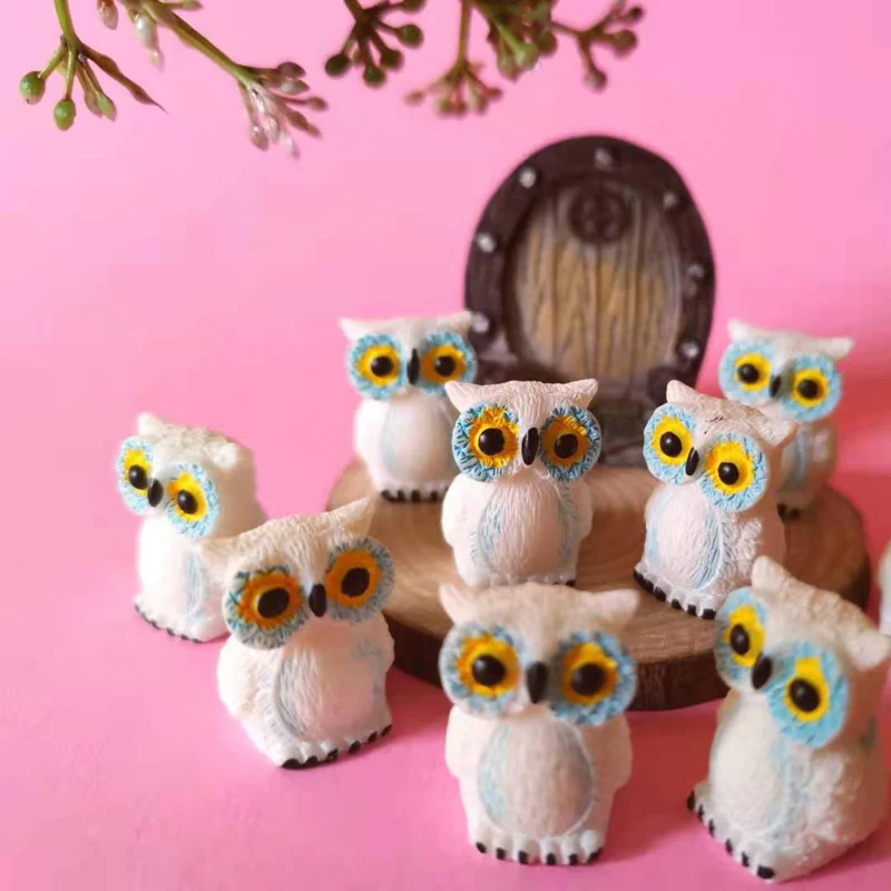 sale~10Pcs/owls/miniatures animals/lovely cute/fairy garden gnome/moss terrarium decor/crafts/bonsai/figurine/diy supplies | Дом и сад